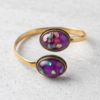 Purple Abalone Shell Copper Cuff Bracelet — Adjustable Open Bangle