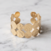 Hammered Gold Disc Cuff Bracelet — Wide Stainless Steel Open Bangle