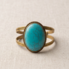 Turquoise Statement Copper Cuff Bracelet — Large Oval Open Bangle