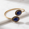 Lapis Blue Copper Cuff Bracelet — Double Stone Open Bangle
