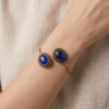 Lapis Blue Copper Cuff Bracelet — Double Stone Open Bangle