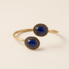Lapis Blue Copper Cuff Bracelet — Double Stone Open Bangle