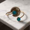 Bohemian Medallion Turquoise Copper Cuff Bracelet — Open Bangle