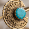 Bohemian Medallion Turquoise Copper Cuff Bracelet — Open Bangle