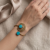 Bohemian Medallion Turquoise Copper Cuff Bracelet — Open Bangle