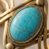 Diamond Wire Turquoise Copper Cuff Bracelet — Wide Statement Bangle