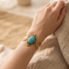 Diamond Wire Turquoise Copper Cuff Bracelet — Wide Statement Bangle
