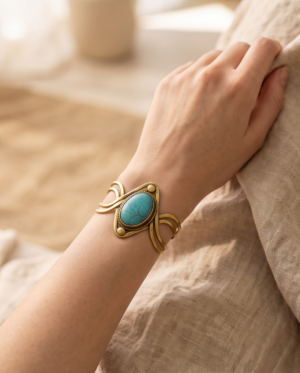 img_1519 Diamond Wire Turquoise Copper Cuff Bracelet — Wide Statement Bangle