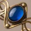 Diamond Wire Sapphire Blue Copper Cuff Bracelet — Wide Statement Bangle