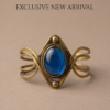 Diamond Wire Sapphire Blue Copper Cuff Bracelet — Wide Statement Bangle