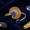 Bohemian Medallion Lapis Blue Copper Cuff Bracelet — Open Bangle