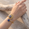Bohemian Medallion Lapis Blue Copper Cuff Bracelet — Open Bangle
