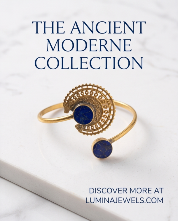 Bohemian Medallion Lapis Blue Copper Cuff Bracelet — Open Bangle