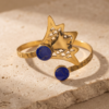 Sculptural Star Lapis Blue Copper Cuff Bracelet — Open Bangle