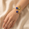 Sculptural Star Lapis Blue Copper Cuff Bracelet — Open Bangle
