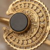 Bohemian Medallion Black Onyx Copper Cuff Bracelet — Open Bangle