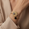 Bohemian Medallion Black Onyx Copper Cuff Bracelet — Open Bangle