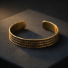 Beaded Line Copper Cuff Bracelet — Antique Gold Textured Bangle