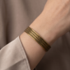 Beaded Line Copper Cuff Bracelet — Antique Gold Textured Bangle