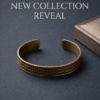 Beaded Line Copper Cuff Bracelet — Antique Gold Textured Bangle