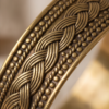 Woven Braid Copper Cuff Bracelet — Wide Antique Gold Bangle