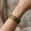 Woven Braid Copper Cuff Bracelet — Wide Antique Gold Bangle