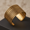Multi-Row Beaded Copper Cuff Bracelet — Extra Wide Antique Gold Bangle