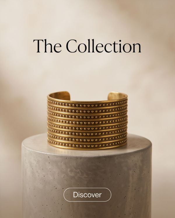 Multi-Row Beaded Copper Cuff Bracelet — Extra Wide Antique Gold Bangle