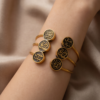 Arabic Calligraphy Medallion Copper Cuff — Triple Coin Open Bangle