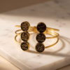 Arabic Calligraphy Medallion Copper Cuff — Triple Coin Open Bangle