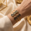 Arabic Calligraphy Medallion Copper Cuff — Triple Coin Open Bangle