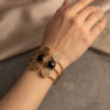 img_1571 Arabic Coin & Black Stone Copper Cuff - Stacking Bangles
