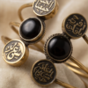 img_1574 Arabic Coin & Black Stone Copper Cuff - Stacking Bangles