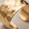 Molten Wave Wide Cuff Bracelet — Polished Gold Stainless Steel Bangle