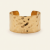 Molten Wave Wide Cuff Bracelet — Polished Gold Stainless Steel Bangle