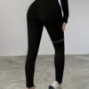 Black High-Waist Mesh Panel Leggings