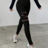 Black High-Waist Mesh Panel Leggings