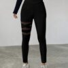 Black High-Waist Mesh Panel Leggings
