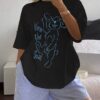 “Warm The Soul” Bear Graphic Pajama Set — Oversized Tee & Striped Shorts