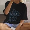 “Warm The Soul” Bear Graphic Pajama Set — Oversized Tee & Striped Shorts