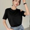 Black Cold-Shoulder Oversized T-Shirt — Cut-Out Shoulder Basic Tee