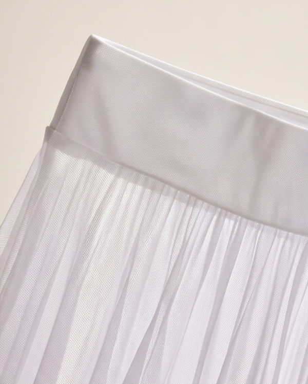 White Sheer Mesh Cover-Up Skirt — High-Waist Flared Beach Skirt