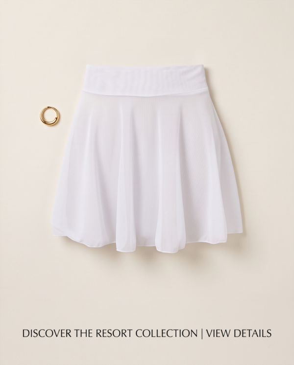White Sheer Mesh Cover-Up Skirt — High-Waist Flared Beach Skirt