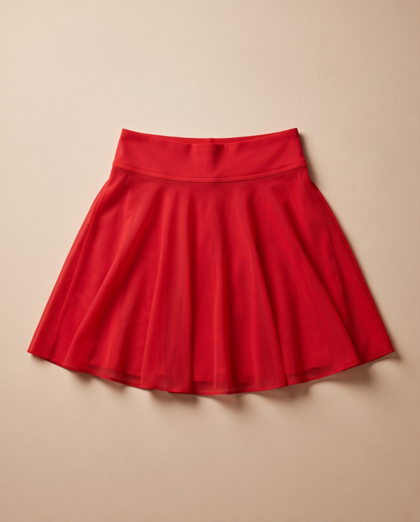 Red Flared Mini Skirt — High-Waist A-Line Skater Skirt