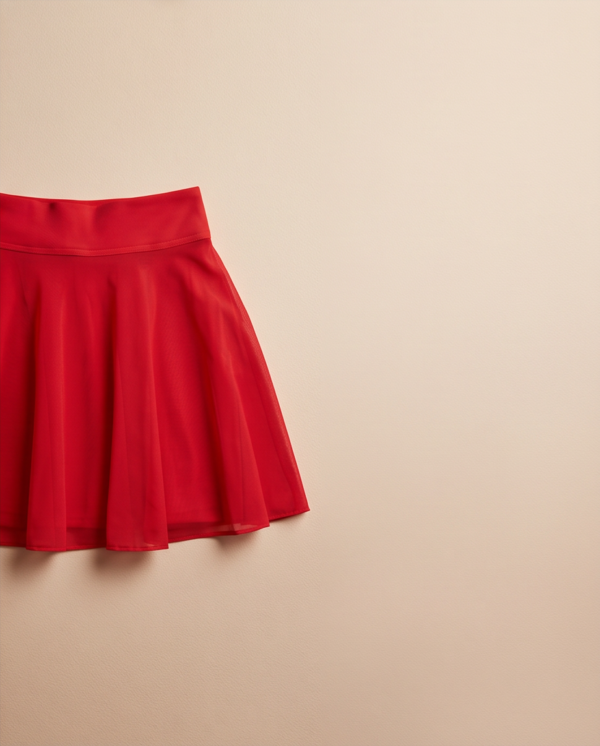 Red Flared Mini Skirt — High-Waist A-Line Skater Skirt