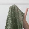 Sage Green Crochet Lace Beach Cover-Up Dress — Cinched Waist V-Neck