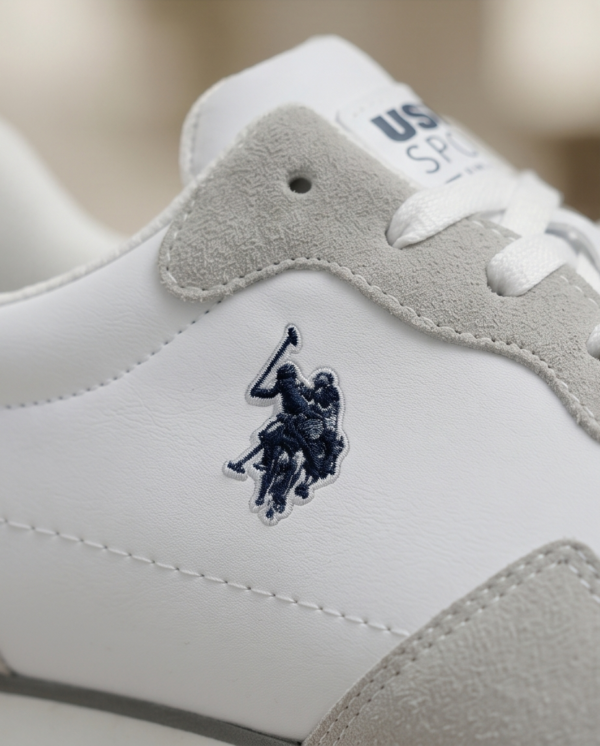 US Polo Assn. White & Grey Retro Running Sneakers