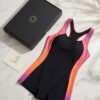 img_3279 Black Sporty One-Piece Swimsuit – Pink Ombré Color-Block Panel