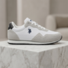 US Polo Assn. White & Grey Retro Running Sneakers