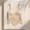 Crochet Fringe Cami Crop Top — Cream Bohemian Beach Top